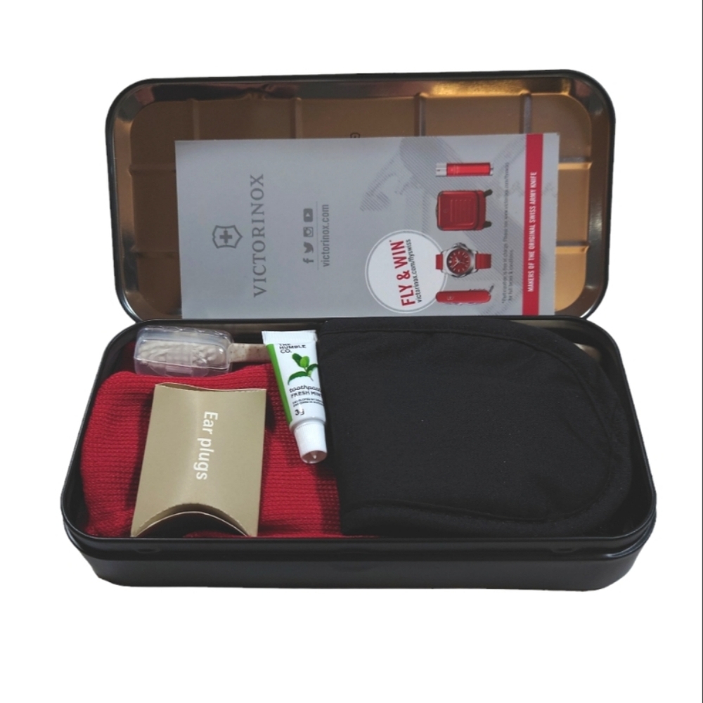 VICTORINOX and Swiss Airline Business Class Amenity Kit Tin Box Black - Picture 3 of 5